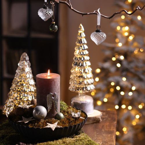 Prodotto Mini albero di Natale con illuminazione a LED argento oro 28cm