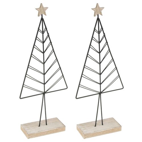 Prodotto Mini albero di Natale in metallo legno nero naturale 28 cm 2 pezzi