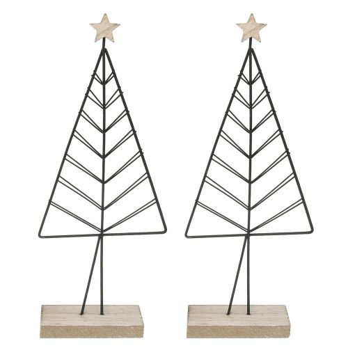 Prodotto Mini albero di Natale in metallo legno nero naturale 28 cm 2 pezzi