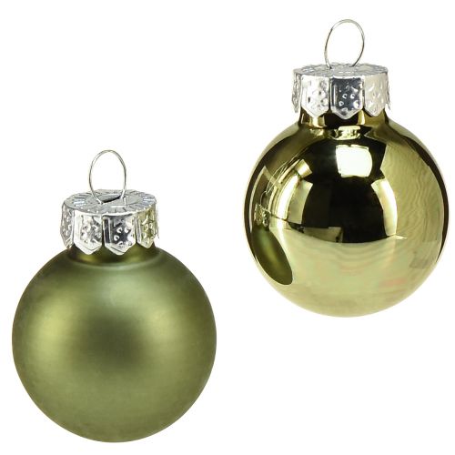 Floristik24 Mini palline per albero di Natale in vetro verde mix Ø2,5 cm 22 pz