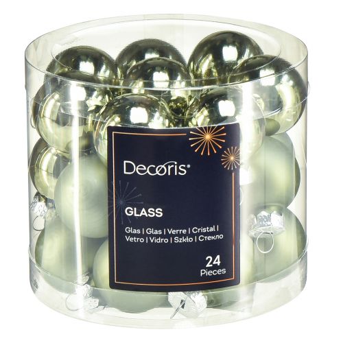Floristik24 Mini palline per albero di Natale in vetro verde mix Ø2,5 cm 22 pz