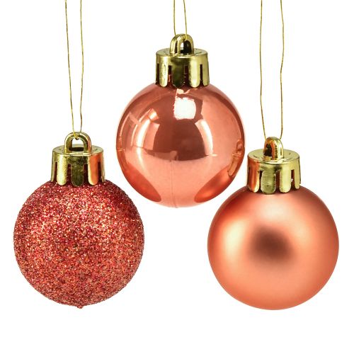 Mini palline per albero di Natale arancioni infrangibili Ø3cm 14pz