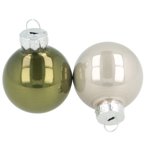 Mini palline di Natale in vetro verde argento grigio Ø3cm 22 pezzi