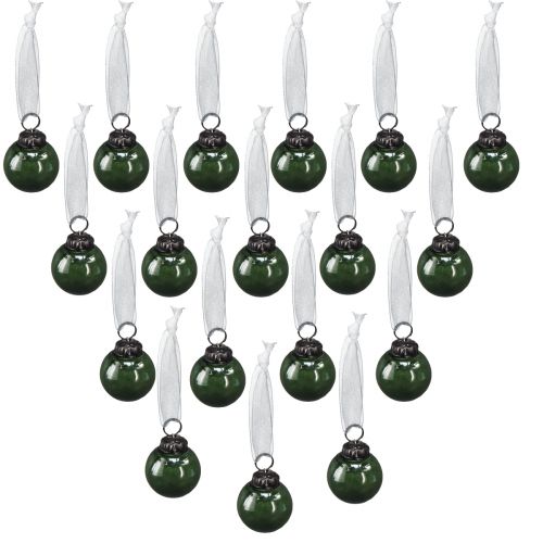 Prodotto Mini palline di Natale palline di vetro verde Ø3cm 18 pezzi in un bicchiere