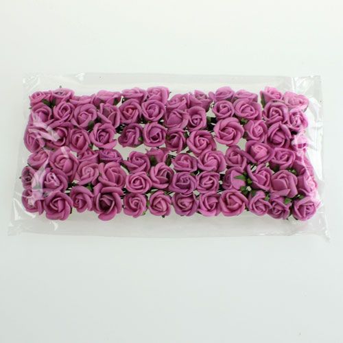 Floristik24 Mini rose in schiuma Ø 1,5 cm viola chiaro 72 pz