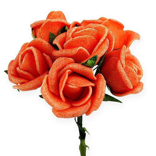 Floristik24 Mini rose in schiuma Ø 1,5 cm arancioni 72 pz