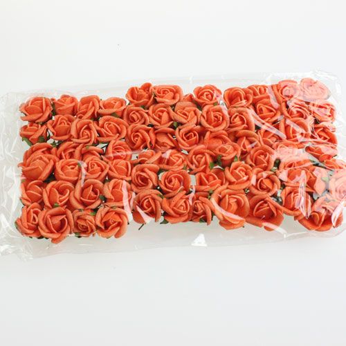 Floristik24 Mini rose in schiuma Ø 1,5 cm arancioni 72 pz