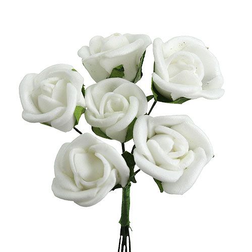Floristik24 Mini rose in schiuma Ø 1,5 cm bianche 72 pz