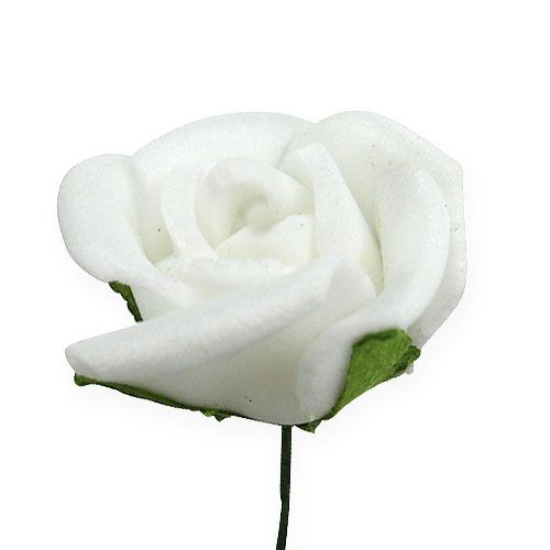 Floristik24 Mini rose in schiuma Ø 1,5 cm bianche 72 pz
