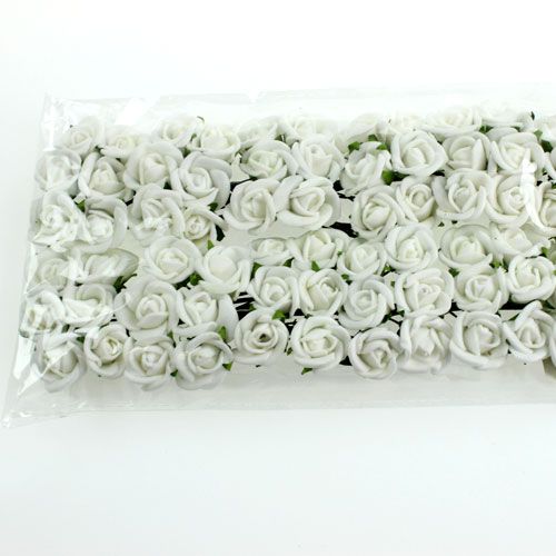 Floristik24 Mini rose in schiuma Ø 1,5 cm bianche 72 pz