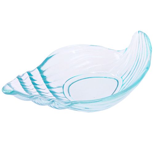 Floristik24 Piatto decorativo a forma di conchiglia in vetro a forma di lumaca blu 19,5/21 cm 2 pezzi