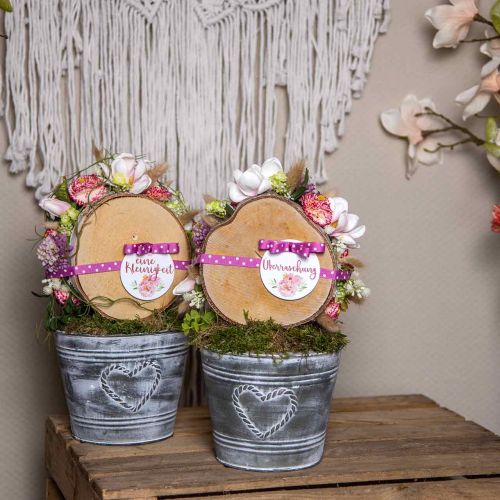Floristik24 Vaso fioriera fioriera shabby chic cuore in metallo Ø17cm H13.5cm