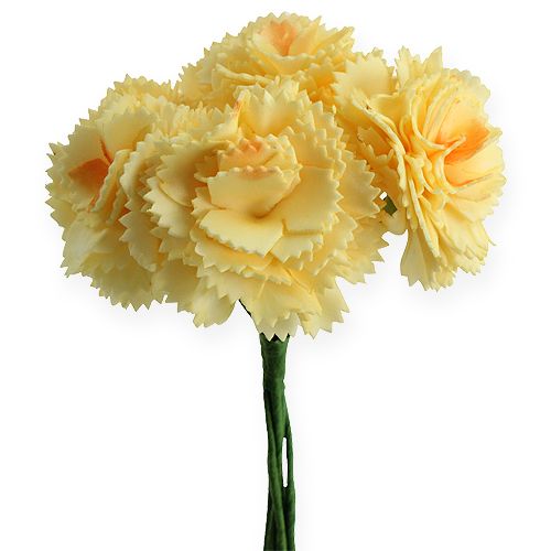 Decorazione artificiale garofano giallo 6 pezzi