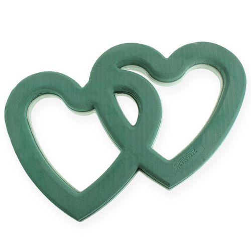 Prodotto Duo cuore in schiuma floreale bagnata 37 cm con ventosa 2 pezzi