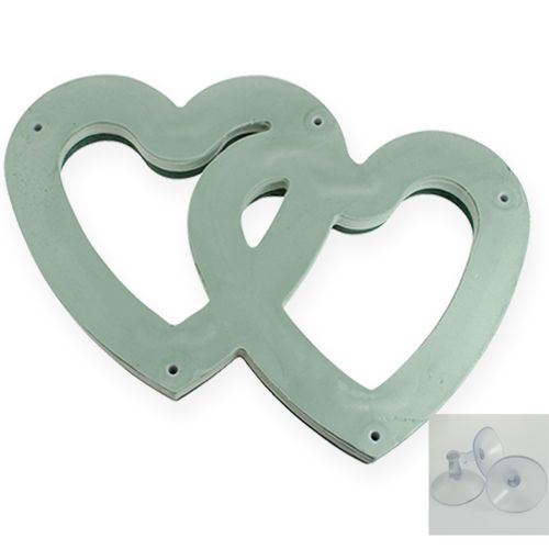 Prodotto Duo cuore in schiuma floreale bagnata 37 cm con ventosa 2 pezzi