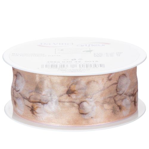 Prodotto Nastro in organza, fiori di cotone, nastro decorativo, rosa, 40 mm, 15 m