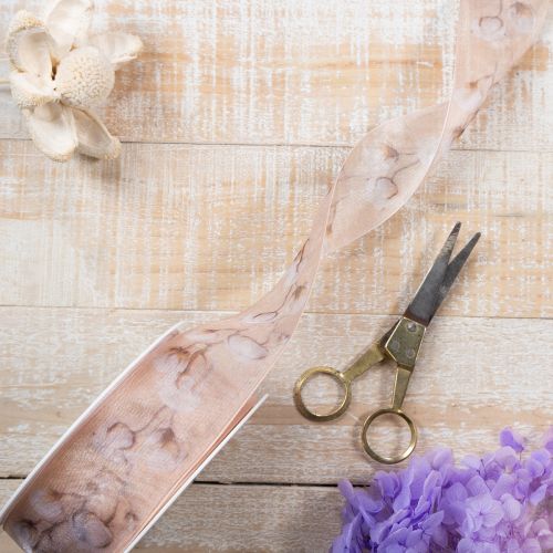 Prodotto Nastro in organza, fiori di cotone, nastro decorativo, rosa, 40 mm, 15 m