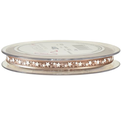Prodotto Nastro di organza beige con stelle bianche Nastro natalizio 6 mm 20 m