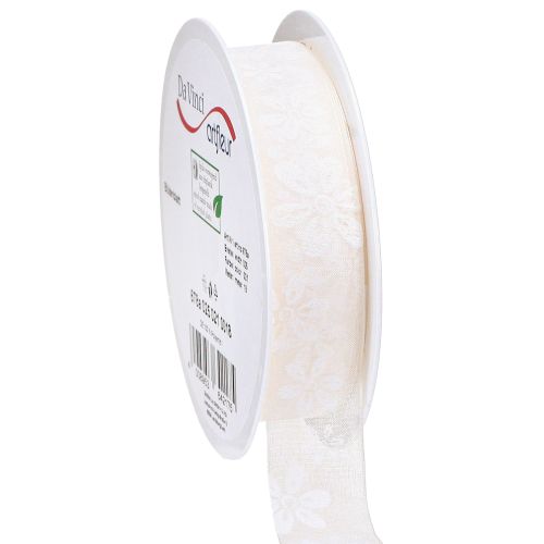 Nastro organza fiore regalo nastro crema 25mm 18m