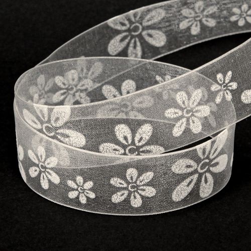 Prodotto Nastro organza fiore regalo nastro crema 25mm 18m