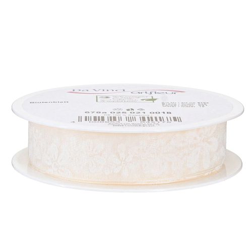 Prodotto Nastro organza fiore regalo nastro crema 25mm 18m