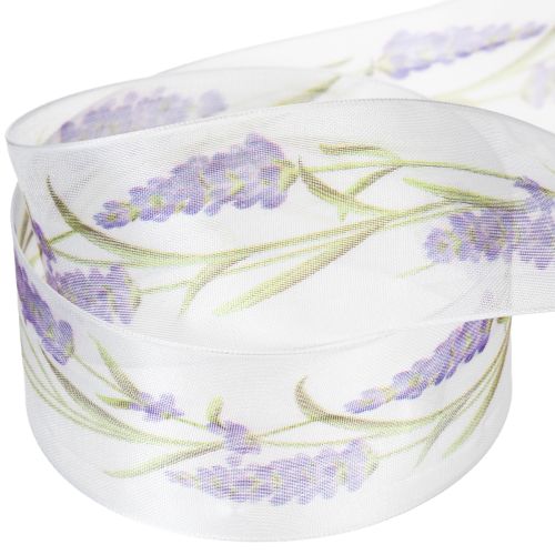 Prodotto Nastro in organza, nastro in chiffon, nastro decorativo, lavanda, 40 mm, 20 m