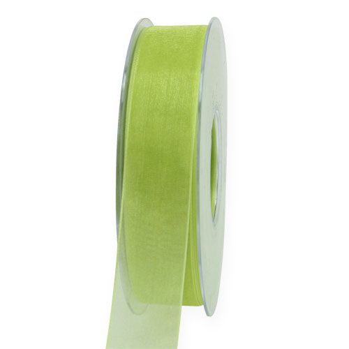 Floristik24 Nastro di organza con cimosa 2,5 cm 50 m verde chiaro