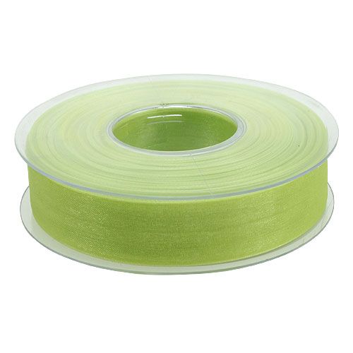 Floristik24 Nastro di organza con cimosa 2,5 cm 50 m verde chiaro