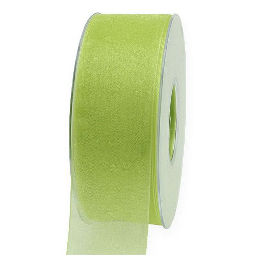 Floristik24 Nastro organza con cimosa 4cm 50m verde chiaro