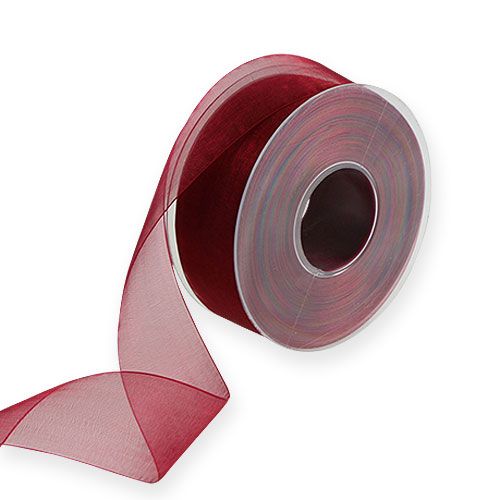 Floristik24 Nastro organza bordeaux 40mm 50m