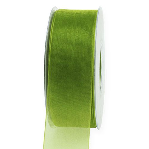 Floristik24 Nastro in organza verde nastro regalo bordo intrecciato verde oliva 40mm 50m