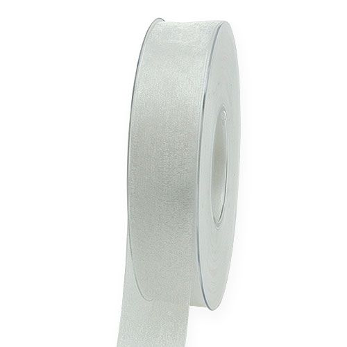 Floristik24 Nastro in organza nastro regalo nastro bianco cimosa 25mm 50m