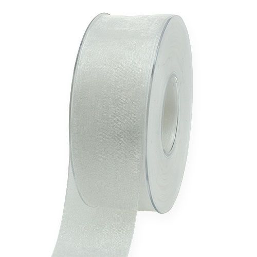 Floristik24 Nastro in organza nastro regalo nastro bianco cimosa 40mm 50m