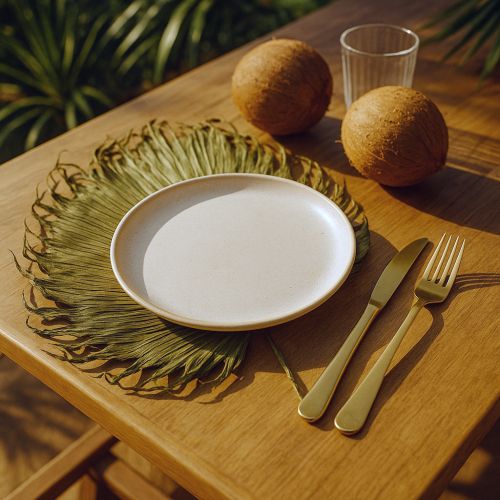 Prodotto Decorazione di foglie secche di palma Saribus verde 45cm 5 pezzi