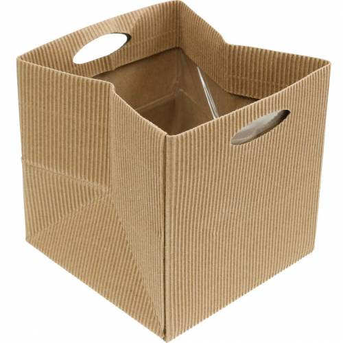 Floristik24 Sacchetto di carta 12 cm sacchetto regalo per fioriera marrone, crema, beige 12 pz