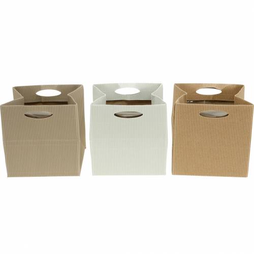 Floristik24 Busta di carta 12cm busta regalo cachepot marrone, crema, beige 12pz