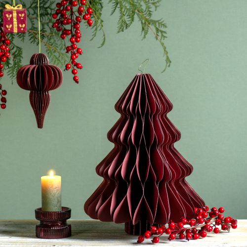 Floristik24 Albero di Natale in carta da appendere Bordeaux H40cm 2 pezzi