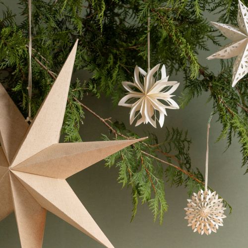 Prodotto Decorazione albero stelle di carta stelle bianco oro Ø15cm 6 pezzi
