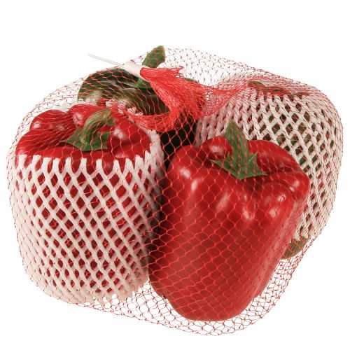 Prodotto Rete artificiale decorazione paprika rosso verde Ø8cm H11,5cm 4 pezzi