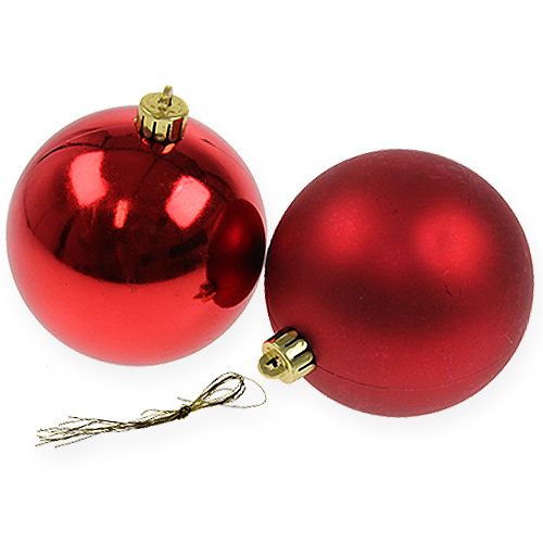 Floristik24 Palla di Natale rossa 10 cm 4 pz