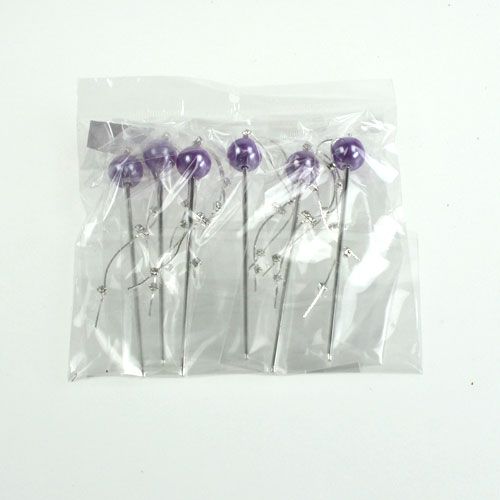 Floristik24 Spilla decorativa con perla 11,5 cm 6 pezzi
