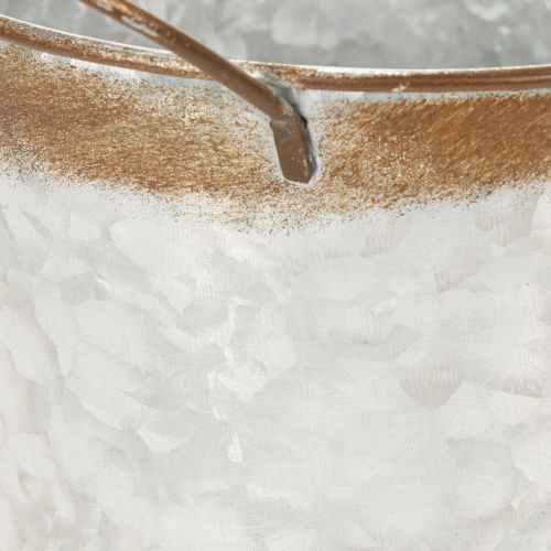 Prodotto Fioriera in metallo, vaso per fiori, contenitore per piante con manici argentati, finitura acciaio anticato, Ø18cm H20cm