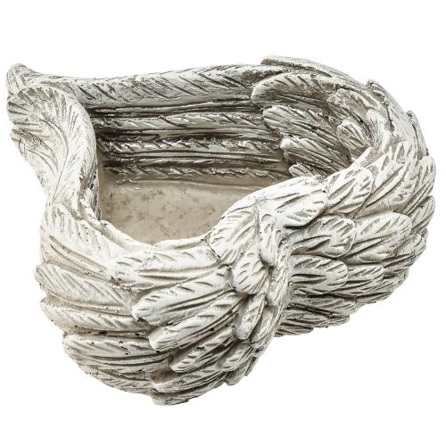 Pianta cuore piume pietra colata cuore grigio bianco 13×12×6 cm 2pz | Floristik24.it