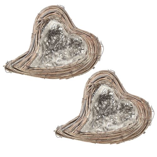 Prodotto Pianta viti in rattan cuore bianco naturale 20 cm x 24 cm x 6 cm 2 pezzi