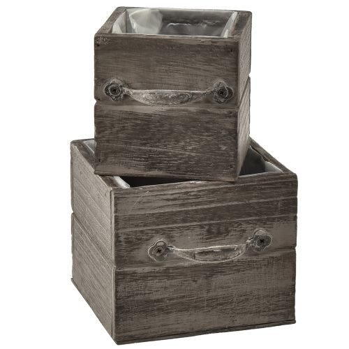Prodotto Fioriere con effetto cassetto - grigio-marrone, varie dimensioni - contenitore versatile e decorativo - set da 2