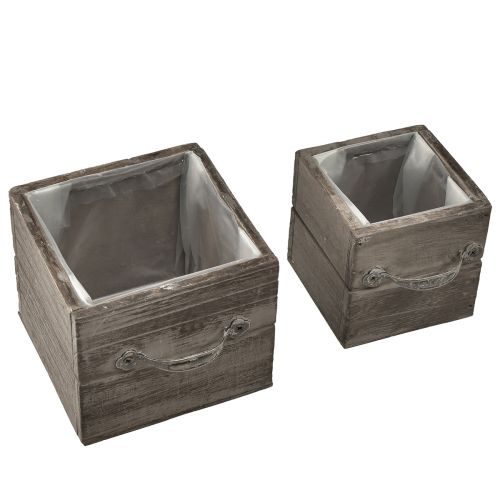 Prodotto Fioriere con effetto cassetto - grigio-marrone, varie dimensioni - contenitore versatile e decorativo - set da 2