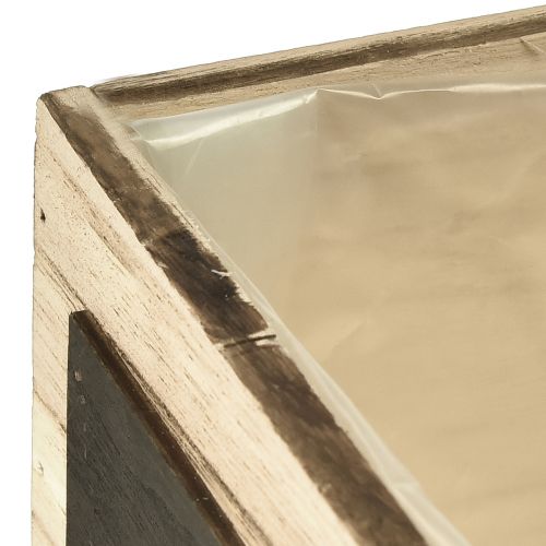 Prodotto Scatole rustiche in legno con superfici a lavagna - Naturale e nero, varie dimensioni - Soluzione organizzativa versatile - Set di 3