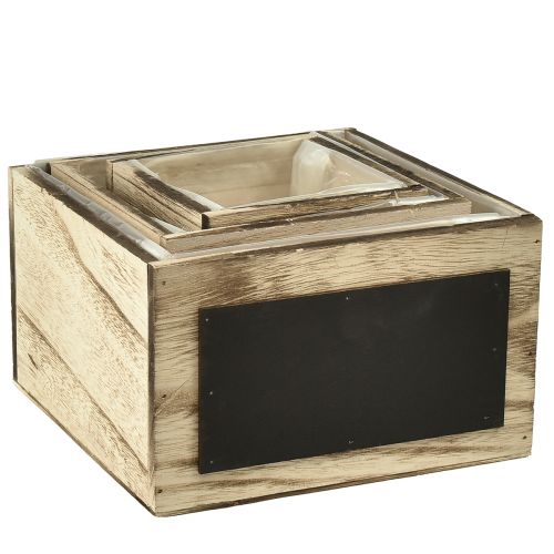 Prodotto Scatole rustiche in legno con superfici a lavagna - Naturale e nero, varie dimensioni - Soluzione organizzativa versatile - Set di 3