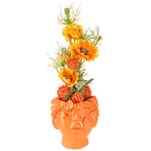 Prodotto Vaso per piante a forma di testa di pianta, busto, arancione, 13,5×13×14 cm