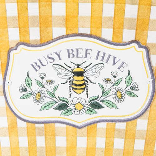 Prodotto Vaso ovale per piante con decorazione a forma di ape, motivo a scacchi, decorazione estiva, fioriera, 38×24×29 cm